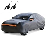 Sedan Car Cover Waterproof All Weather for Automobiles，Outdoor Heavy Duty Full Exterior Covers with Zipper Door, Rain Sun Snow Dust UV Protection, Windproof Straps & Reflective Strips(Up to 189')