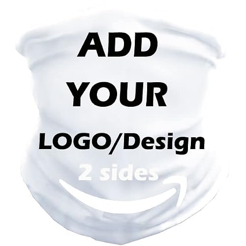 Customize Neck Gaiter Bandanas Personalized Headband Neck Cover, Custom Reusable Face Mask Breathable Headwrap Balaclava Face Mouth Cover for Men Women White- 2 Sides Printed