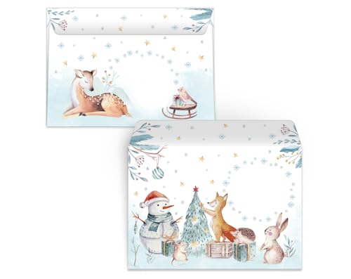 Briefpapier Set Weihnachten Weihnachtsmotiv Schneemann Blöcke Umschläge Kindermotiv für Jungen Mädchen Weihnachtsbriefpapier (Block A5 mit 25 Blätter + 15 Umschläge)