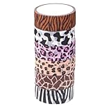 PRETYZOOM Cinta Washi Adhesiva para Manualidades 6 Piezas Estampados de Animales Leopardo Tigre Jirafa Vaca Decoración para Álbumes y Envoltorios DIY Colores Vivos Autoadhesiva