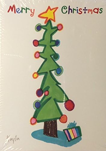 MD Anderson Children's Art Project Christmas Holiday Greeting Cards - Little Tree - 15 Cards 16 Red Envelopes