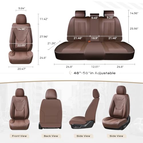 Image of Coverado Car Seat Covers with Lumbar Support, Front Covers for Cars, Universal Automotive Seat Cover, Waterproof, Leather Car Seat Cushion, Interior Seat Protectors for Most Cars