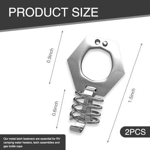 Image of 2 PCS RV Water Heater Cam Lock, 1.5 inch Stainless Steel Durable Rust-proof Water Heater Cover Latch Fastener, Fastening Flexible Spring and Easy-grip Ring Accessory, Universal for RVs (Silver)