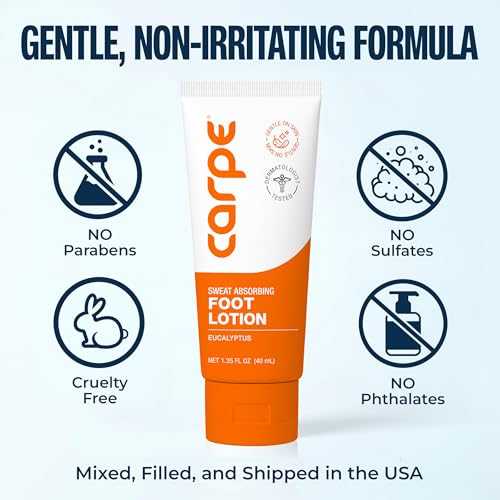 Image of Carpe Sweat Absorbing Foot Lotion WITH APPLICATOR, A dermatologist-recommended solution to stop sweaty, smelly feet, Helps prevent blisters, Great for hyperhidrosis. 1 Tube + Applicator