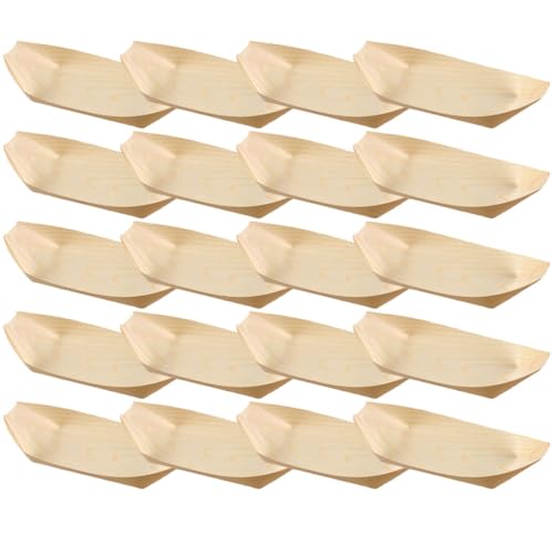 200 platos desechables pequeños de madera para sushi miniatura 1