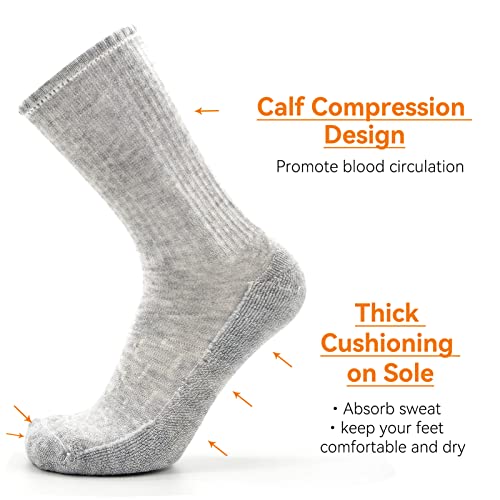 JSPA 4 Pack Men's Merino Wool Hiking Sport Socks Women's Crew Warm Thick Cushioned Outdoor Athletic Socks for Walking Running3