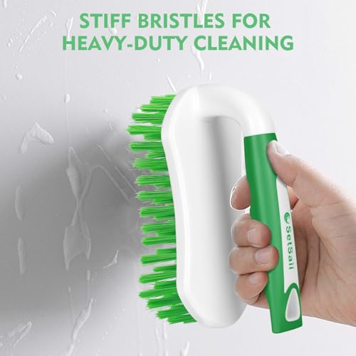 Image of SetSail Scrub Brush, Heavy-Duty Scrub Brushes for Cleaning with Stiff Bristles Cleaning Brush for Shower, Bathroom, Carpet, Kitchen and Bathtub Scrubber - 2 Pack Green