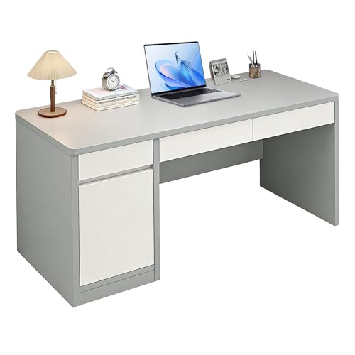XNKLPY Mesa para Ordenador Mesa Ancha, Mesa de Despacho con 3 Cajones, Escritorio de Oficina con Armario, Multifuncional Puesto de Trabajo para Sala de Estar y Oficina En Casa C 100cm