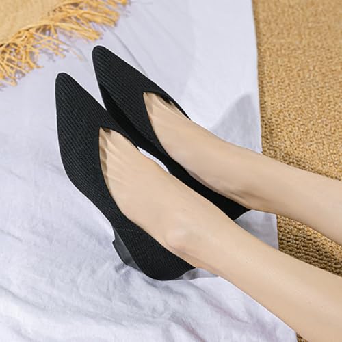 MRKEWUNEY Casual Knit Wedge Pumps for Women Pointed Toe Slip On Pumps2