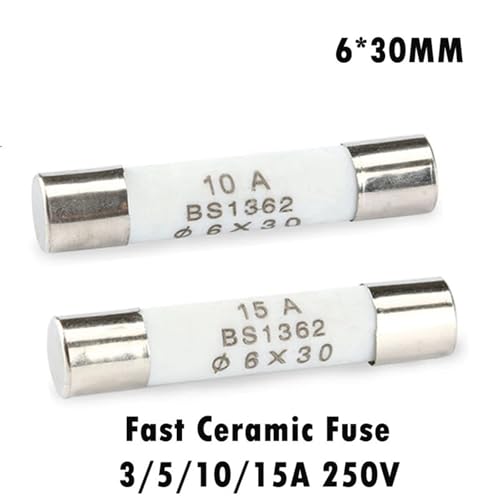 Kit de fusibles cerámicos rápidos 6 x 30 mm, 10 piezas 5A 250V miniatura 2