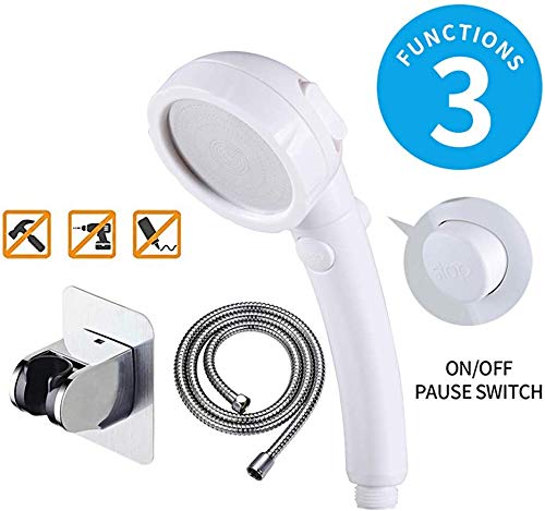 KAIYING Drill-Free High Pressure Handheld Shower Head with ON/OFF Pause Switch 3 Spray