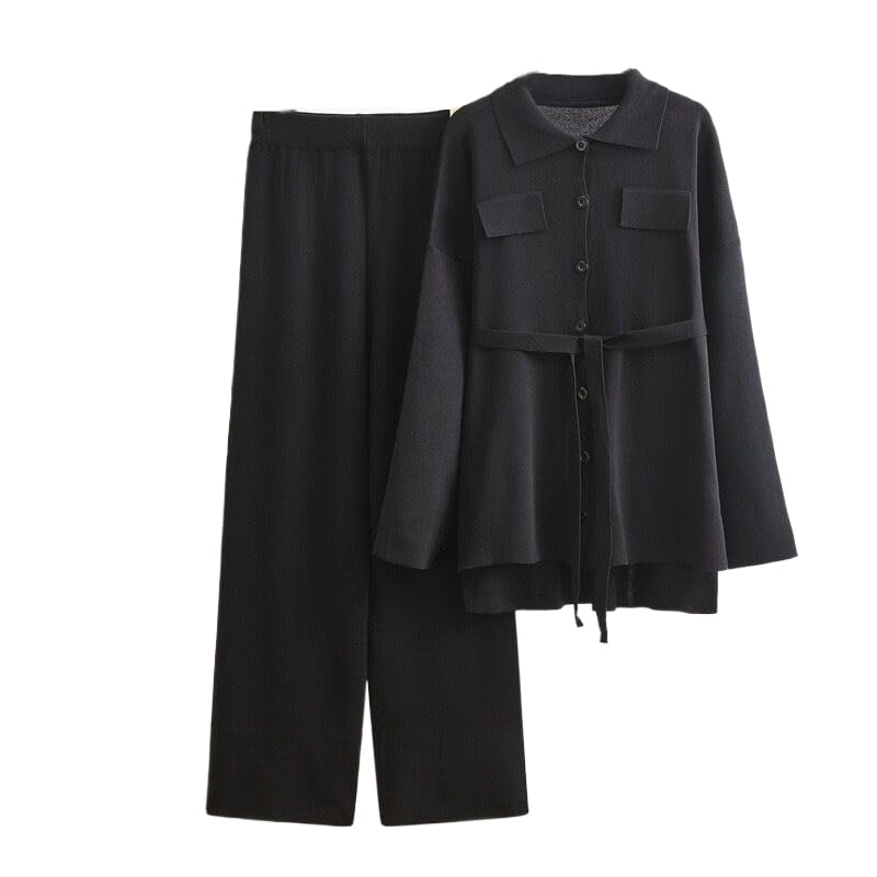 Completi da Donna 2 Pezzi Tuta - Inverno Caldo Moda Casual Maglia Monopetto Bavero Cadigan Top Stile Coreano Pantaloni A Vita Alta Tuta Loungwear