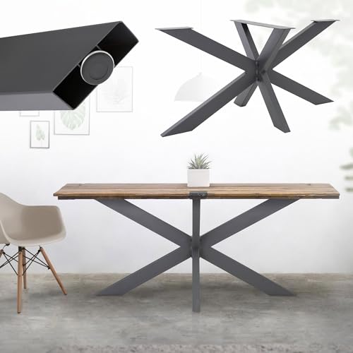 ML-Design Tischgestell Spider 78x71x120 cm, Anthrazit, Kreuzgestell Kreuz X-Design Tischfüße Möbelfüße, Schwerlast Tischkufen Stahl, Metall Tischbeine, DIY Esstisch, Industriedesign, einfache Montage