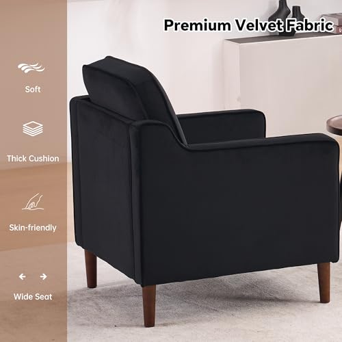 Sillón estilo medio siglo terciopelo negro miniatura 3