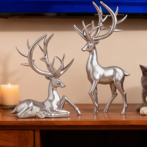 Décoration de Noël en cerf blanc argenté, cadeau idéal pour la maison - 4