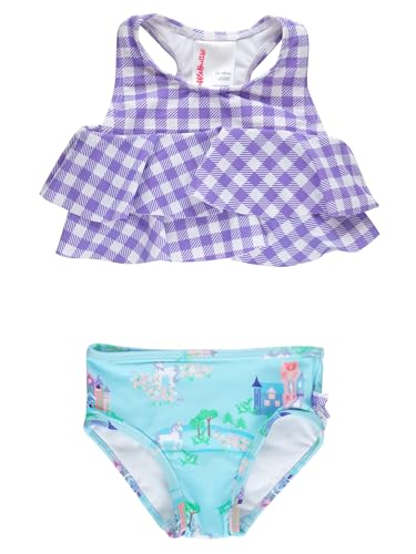 Image of RuffleButts Girls UPF50+ Sun Protection Flounce Bikini Two Piece Swimsuit