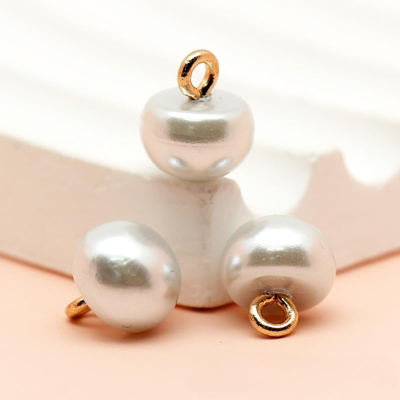 Guziki perłowe Guziki perłowe, 50 szt., 10 mm, małe, okrągłe, do rękodzieła z żywicy, czarne(Off White)