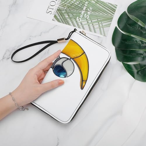 Cute Astronaut Sitting on Crescent Moon PU Leather Clutch Long Bifold Wallet, Coin Purse Credit Pass Case, Durable Card-Holder Money Storage for Women Men4