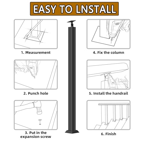 Kit de poste de barandilla cuadrado de metal con soporte plano ajustable de 270° 6