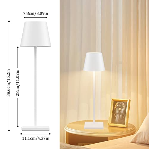 Howskys HT010-WHITE-2 Pack White Cordless Table Lamp,5500Mah Battery Powered Table Lamp,3W Touch Rechargeable Battery Table Lamp 3000K Warm White,Ip54 Indoor/Outdoor Table Lamp thumb #3