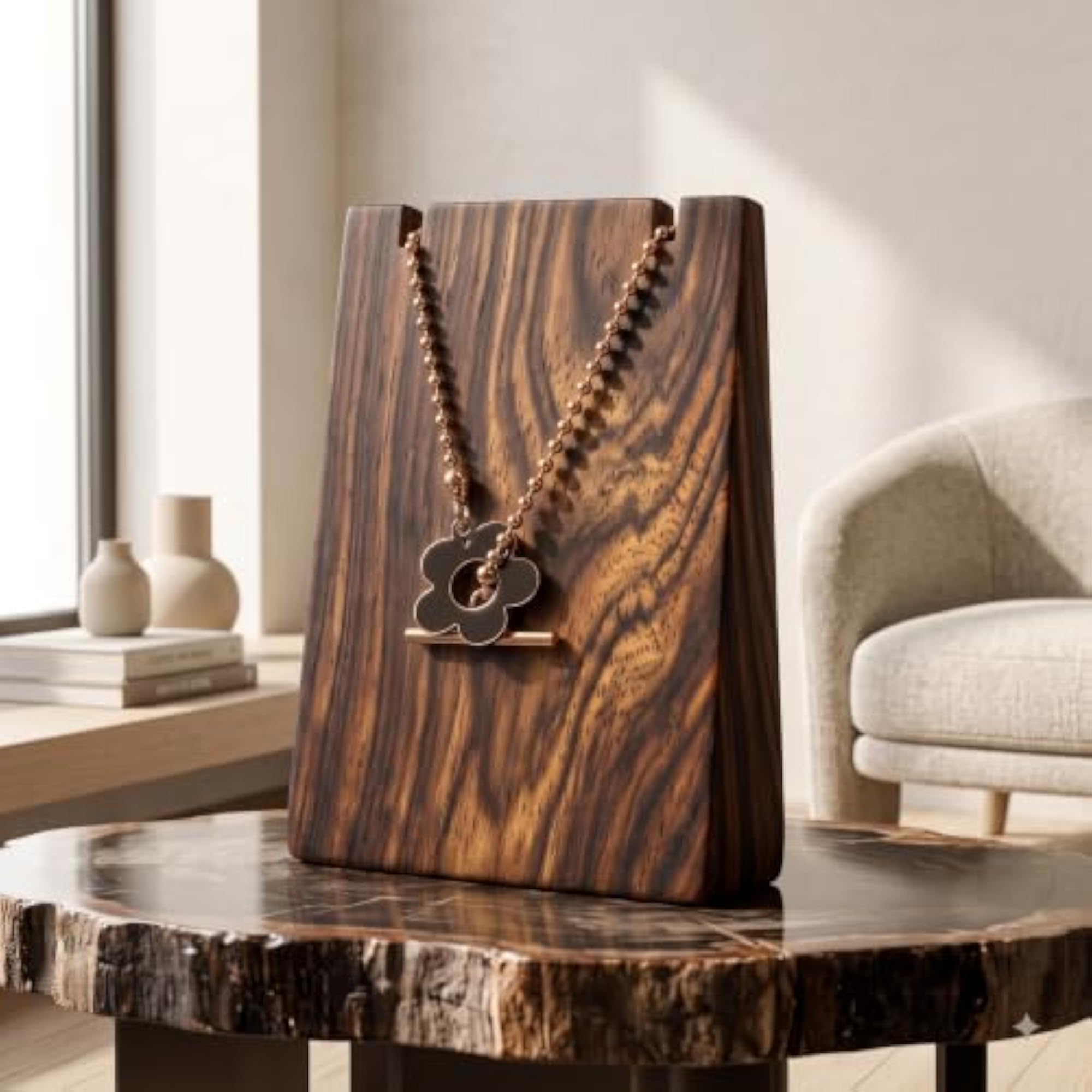 MIZAAN Sheesham Wood Necklace Display Stand