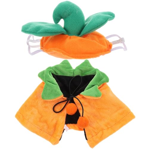 Disfraz reversible de capa y sombrero calabaza para perro