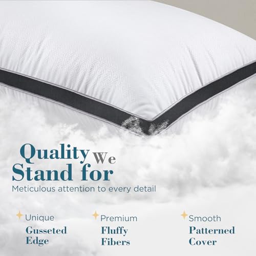 Image of viewstar King Size Pillows Set of 2, Firm Support Bedding, Black | Down Alternative, Gusseted, Hotel Quality, Fluffy Plump Filling, Oeko-Tex Certified, Machine Washable, for Side Sleepers
