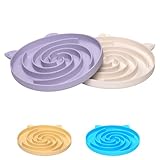 Bifeaw Slow Feeder Cat Bowl, Easy to Clean Silicone Bowl, Ideal for Dry and Wet Food (Purple and White)