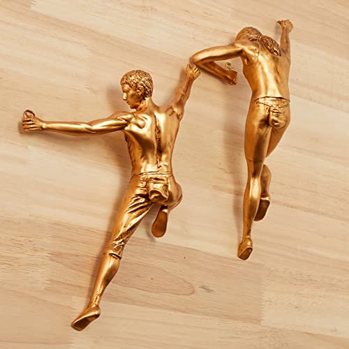 Tall Rock Climbing Wall Sculpture Figures, Wall Art Decor Sculpture By Gute (Set Of 2) 11.5" - Man & Woman - Marathon Rappelling Perfect Bedroom Home Office Company Décor Gift, Sports & Outdoors #TOP6
