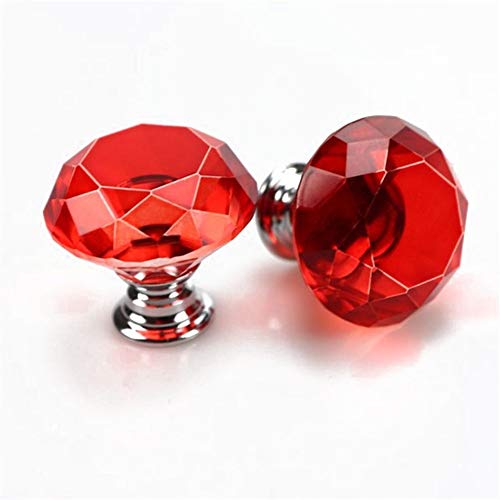 MOPKJH Zinc Alloy Knobs Pull Knobs Brushed Nickel Drawer Pulls Handle Furniture Drawer Pulls Kitchen Pull Handles Crystal Glass Door Knobs red
