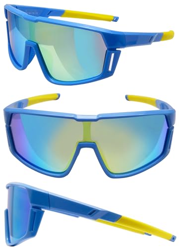 COOLSOME Youth Kids Baseball Sunglasses with Strap Flexible Polarized Softball Cycling Sport Sunglass for Boys Girls Age 6-124