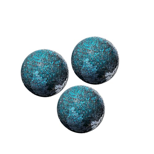 kesurpae Illumina qualsiasi spazio con un set di 3 sfere decorative in mosaico di vetro fatte a mano. Splendidi vasi, ciotole da tavolo, centrotavola, sfere decorative, Blu, 10 cm
