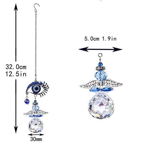 Image of BLUE BEADS Turkish Feng Shui Vastu Blue Glass Evil Eye Hanging /Door Hanging Nazar Batu for Protection and Good Luck - Perfect for Gifting Home or Office (SUNCATCH-Eye)
