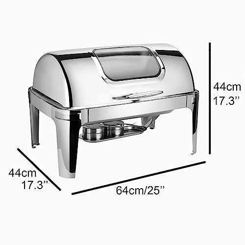 Juego de platos de buffet comercial con bandeja de agua, bandeja de alimentos, soporte de combustible y tapa para catering y servicio de buffet rodante