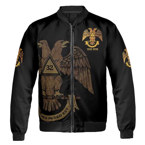 Custom Rite of Scottish 32 Degree Emblem Masonic Unisex Bomber Jacket S-5XL2