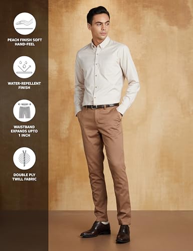 Image of Symbol Premium Men's Slim Fit Flexi Waist Casual Pants | Stretchable Chinos | Stylish Office Fashion Trousers