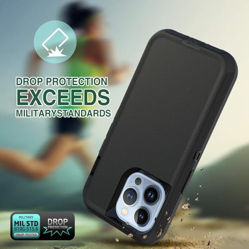Image of Case for iPhone 13 Pro Max, Heavy-Duty Tough Rugged Shockproof Drop Protective Cover Phone Cases, Black