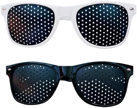 2-Stück Weiß Rasterbrille,Lochbrille Augentrainer,Pinhole Glasses...