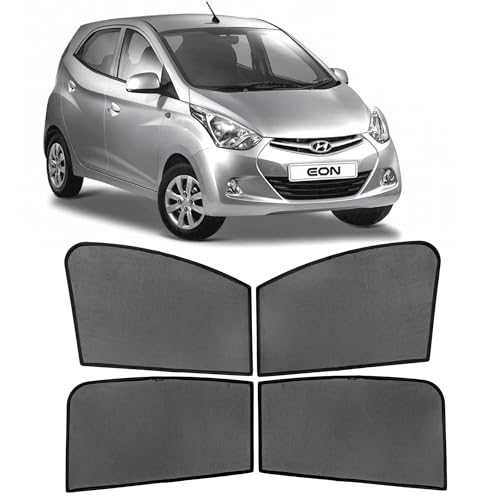 Image of Autostory Custom Fit Black Mesh Car Sunshade for Hyundai Eon | UV & Heat Protection Car Window Curtains | Privacy Car Sun Shade | Breathable Vehicle Specific Side Window Shades