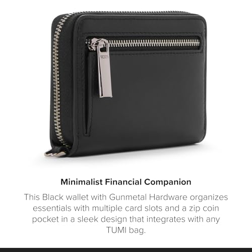 Image of Tumi Unisex Tri Fold Zip Around Black /Gunmetal One Size