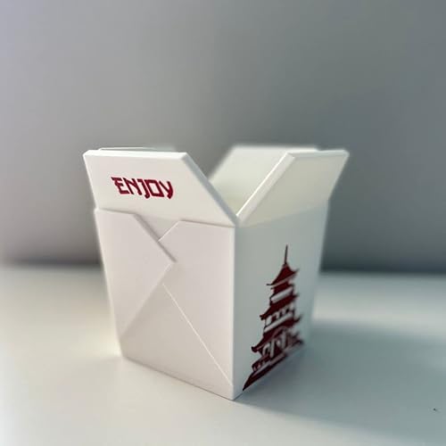 Miniatura 4 de Plant Pot for Indoor Plants, Chinese Take Out Box White Whit Two Chopsticks (Free) 3D Printed - Unique Planter for Indoor with Drainage Hole - Made