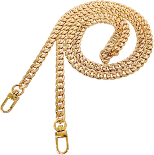 Image of Model Worker DIY Iron Flat Chain Strap Handbag Chains Purse Chain Straps Shoulder Cross Body Replacement Straps with Metal Buckles (39.4 inch, Gold)