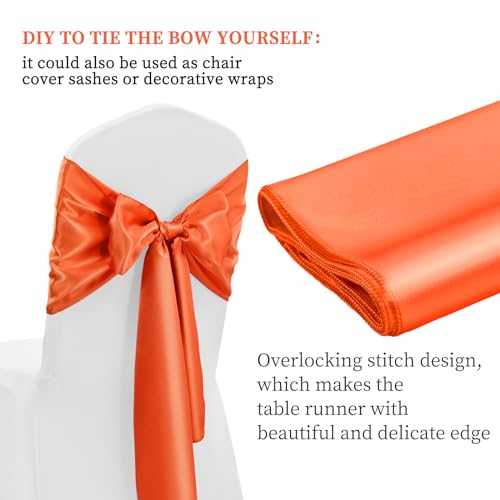 12 Pack Orange Satin Table Runner 12 x 108 Inch Long Premium Table Runners for Wedding Party Events Decoration, Birthday Parties, Banquets Decorations, Graduations, Engagements by YMHPRIDE - Used condition - Image 3