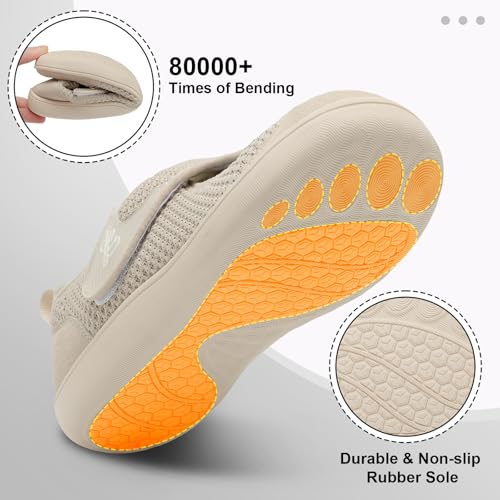 Image of LeIsfIt Wide Toe Box Diabetic Shoes for Women Zero Drop Barefoot Sneakers Breathable Adjustable for Edema Swollen Feet & Seniors