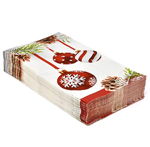 Gift Boutique 100 Christmas Ornament Guest Napkins Disposable Paper Decorative Elegant Xmas Dinner Hand Napkin For Home Kitchen Bathroom Wedding Holiday Decor – Image 4