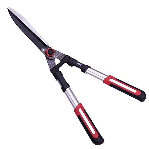 Amig - Tijera Cortasetos, a Dos Manos, Hoja de Acero Templado Revestido de Teflón, 600 mm, Mango Antideslizante de Aluminio, Filo Recto para Corte Óptimo y Preciso, para Podar Setos de Jardines