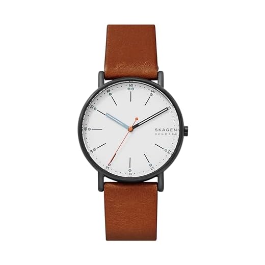 Skagen Men's Signatur Quartz Analog Stainless Steel and Leather Watch, Color: Brown / Silver (Model: SKW6374)