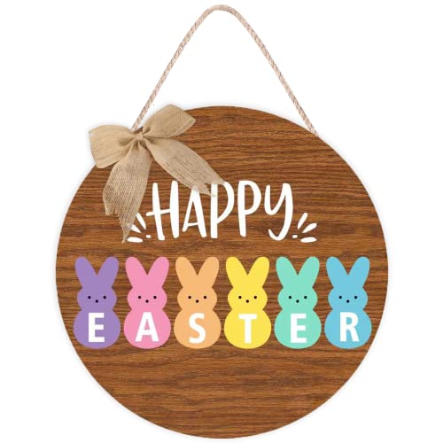 Easter Bunny Door Decor Happy Wall Sign With Bow Wooden Hangers Wreath for Home Party Supplies