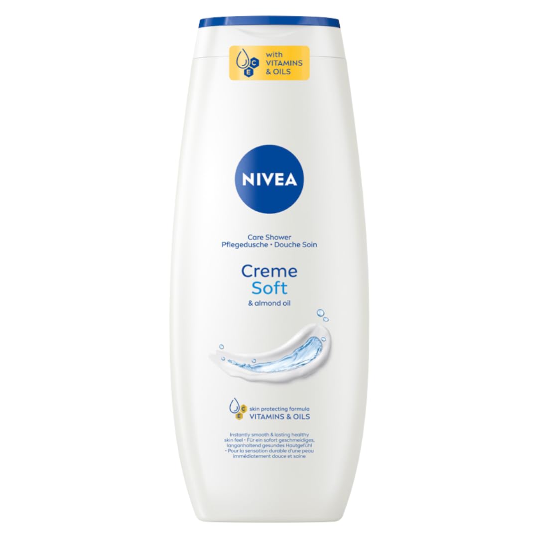NIVEA Creme Soft Pflegedusche (500 ml), zart duftendes Duschgel mit samtweichem Schaum, seidige Cremedusche mit wertvollem Mandel-Öl