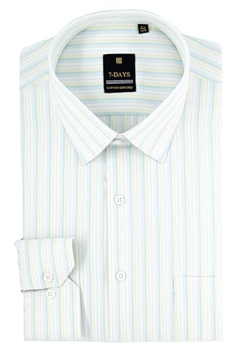 Image of 7-DAYS Men's Premium Striped Formal Shirt - Cotton Rich, Regular Fit, Full Sleeve, with Pocket, Wrinkle Resistant - Stylish Office & Everyday Wear.